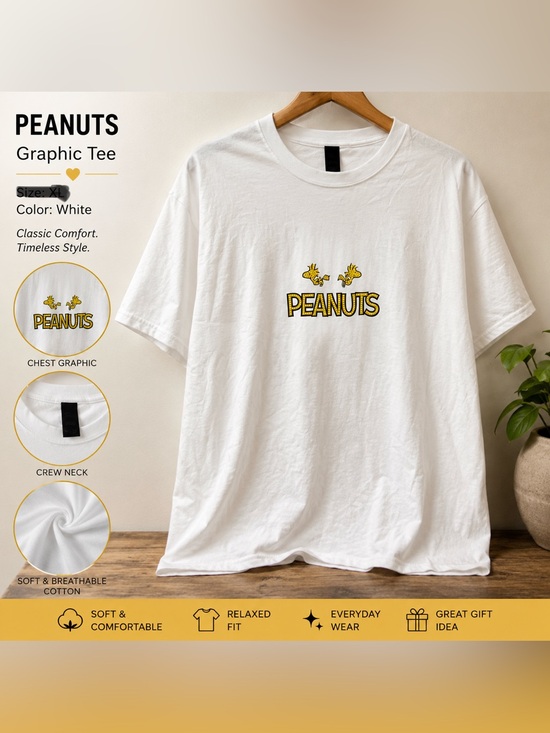 Handmade Tops - Peanuts diamond Art graphic white T-shirt Sealed